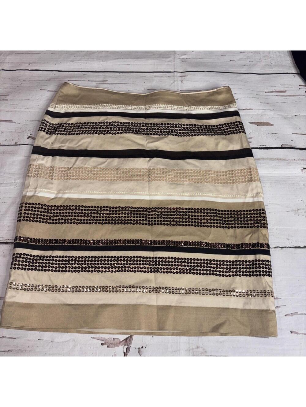 White House Black Market Striped Sequin Pencil Skirt 0 (B4)